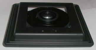 Rollei electronic shutter size 0 with an Arca Swiss 171mm x 171mm to 110mm x110mm rear format frame reducer sitting on it